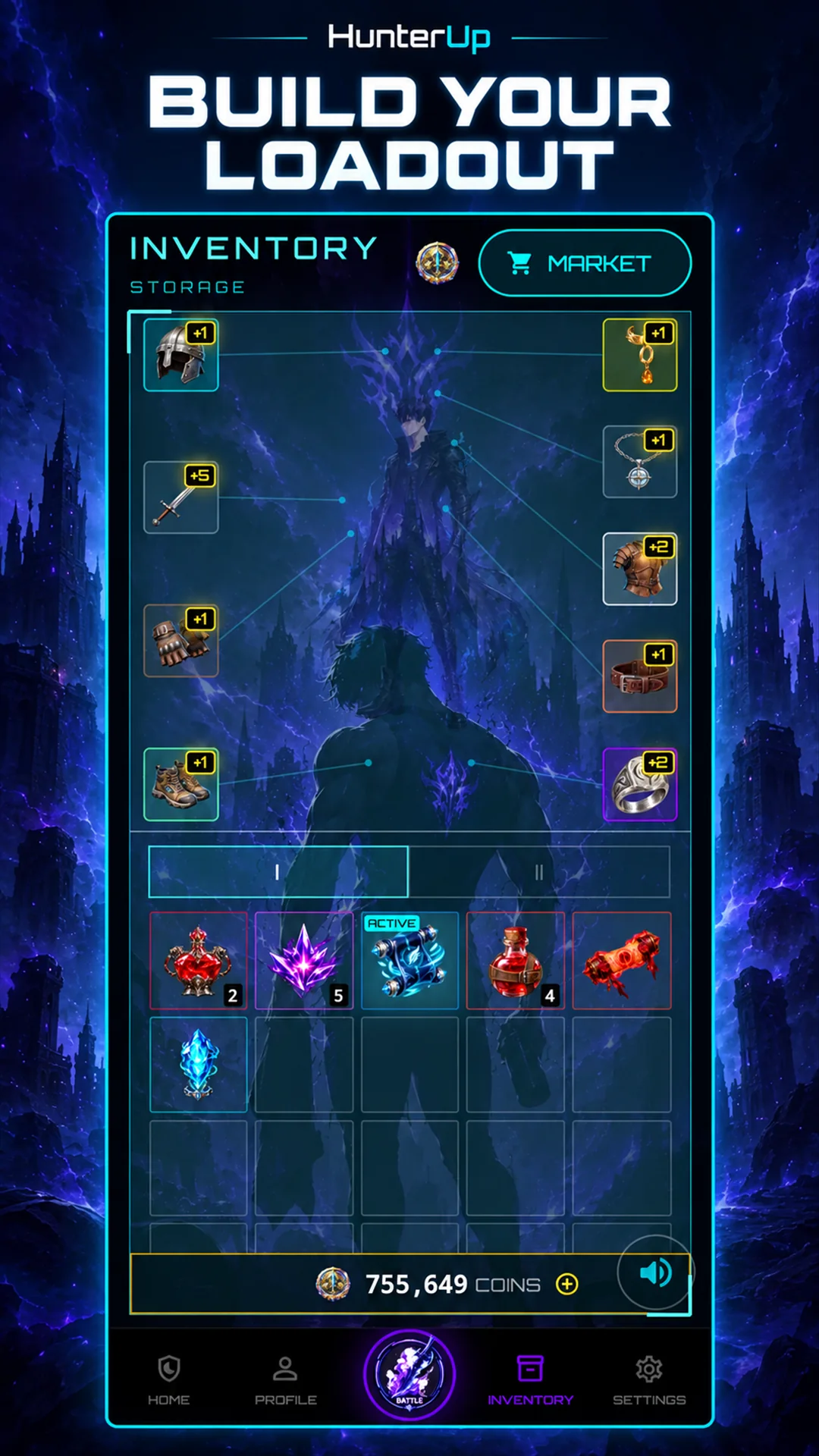 HunterUp inventory