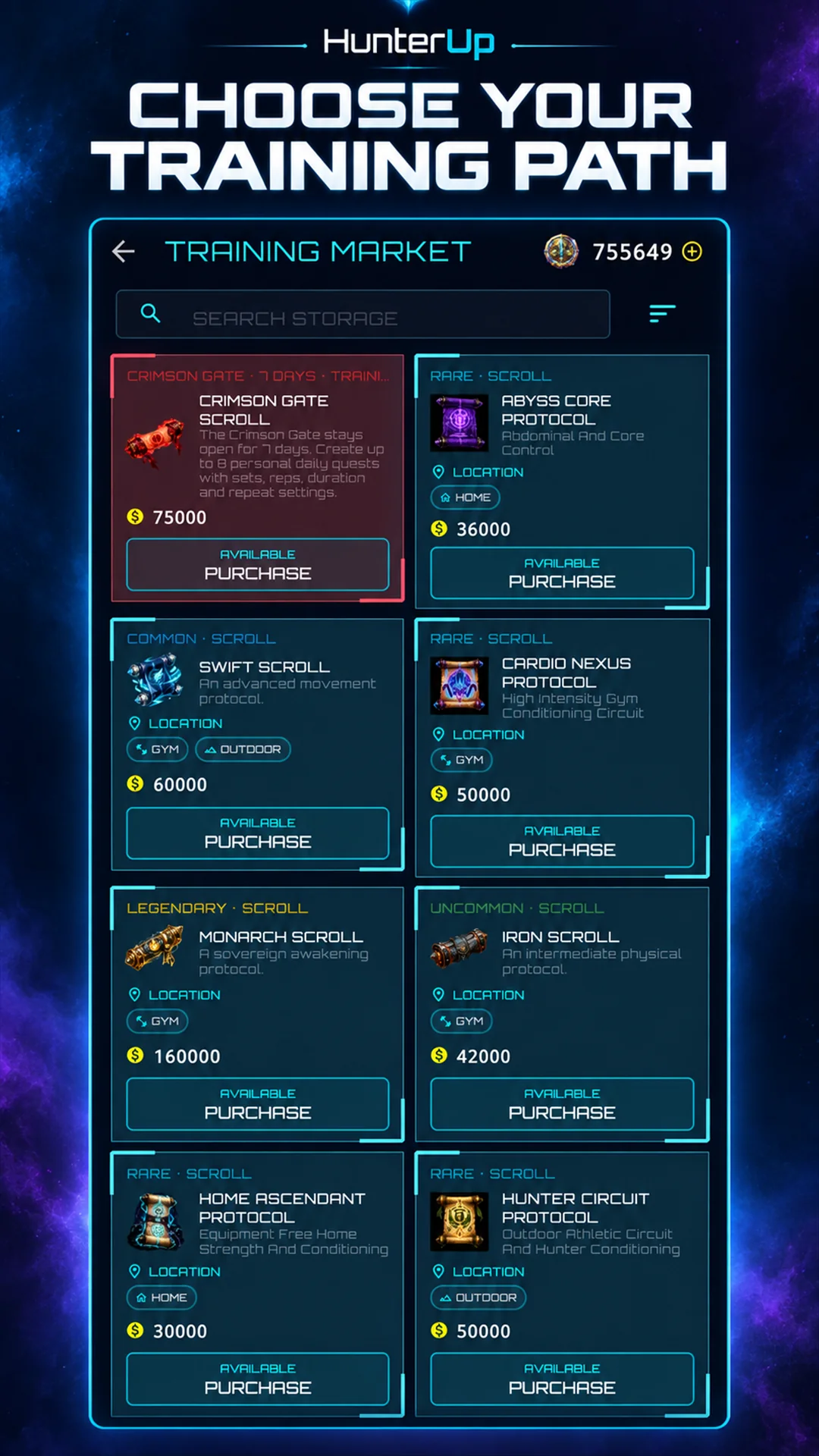 HunterUp training market